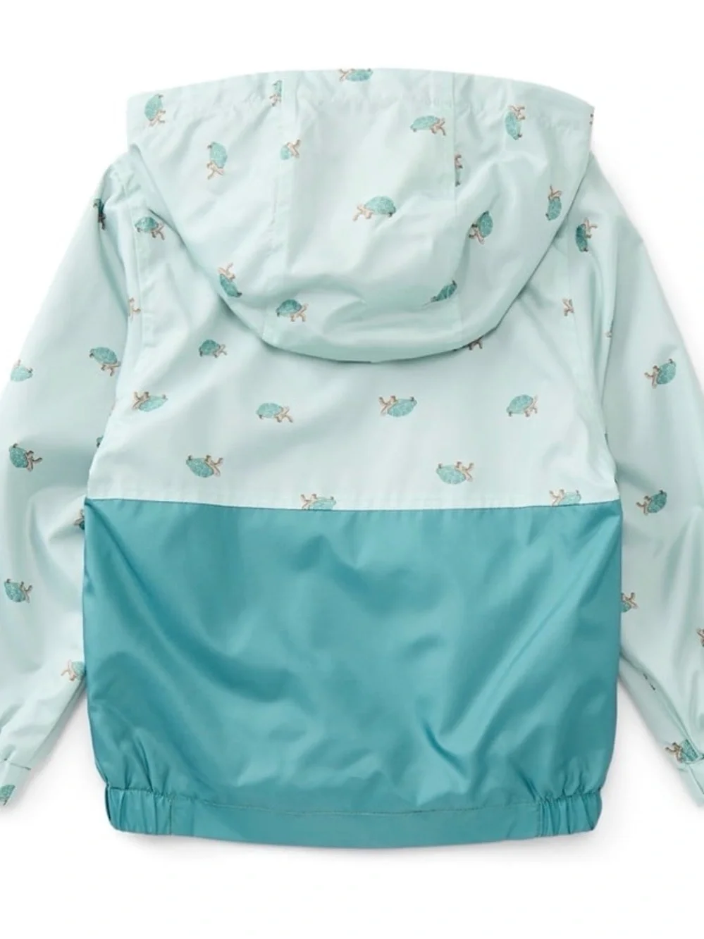 child of mine Mint Green Hooded Windbreaker with Turtle Print